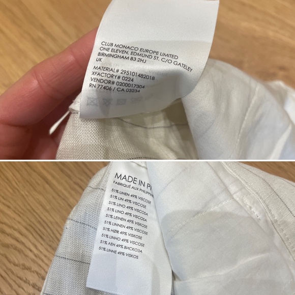 Club Monaco Pinstripe Pleated High Rise Linen Blend Trouser - Picture 8 of 12